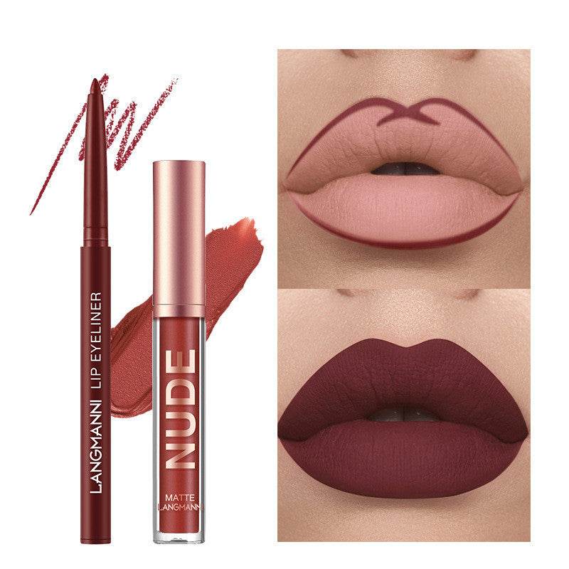lipstick makeup 12 pcs set 6 matte lipstick 6 lip liner pens waterproof long lasting matte lipstick beauty cosmetics makeup gift