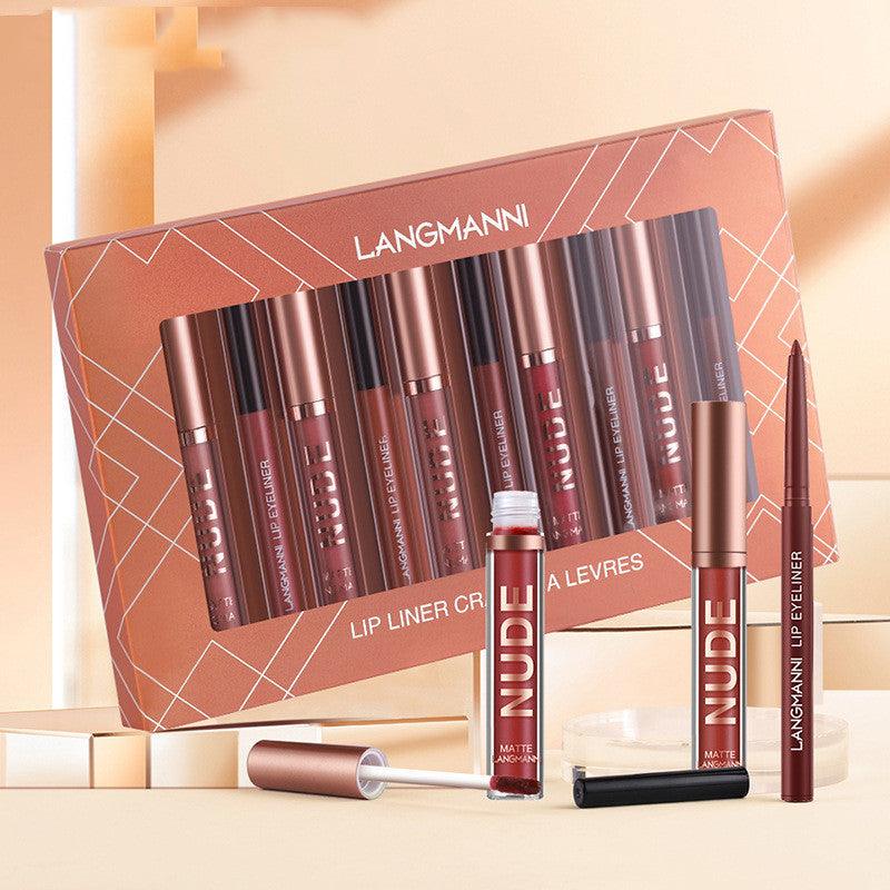 lipstick makeup 12 pcs set 6 matte lipstick 6 lip liner pens waterproof long lasting matte lipstick beauty cosmetics makeup gift