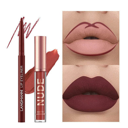 lipstick makeup 12 pcs set 6 matte lipstick 6 lip liner pens waterproof long lasting matte lipstick beauty cosmetics makeup gift